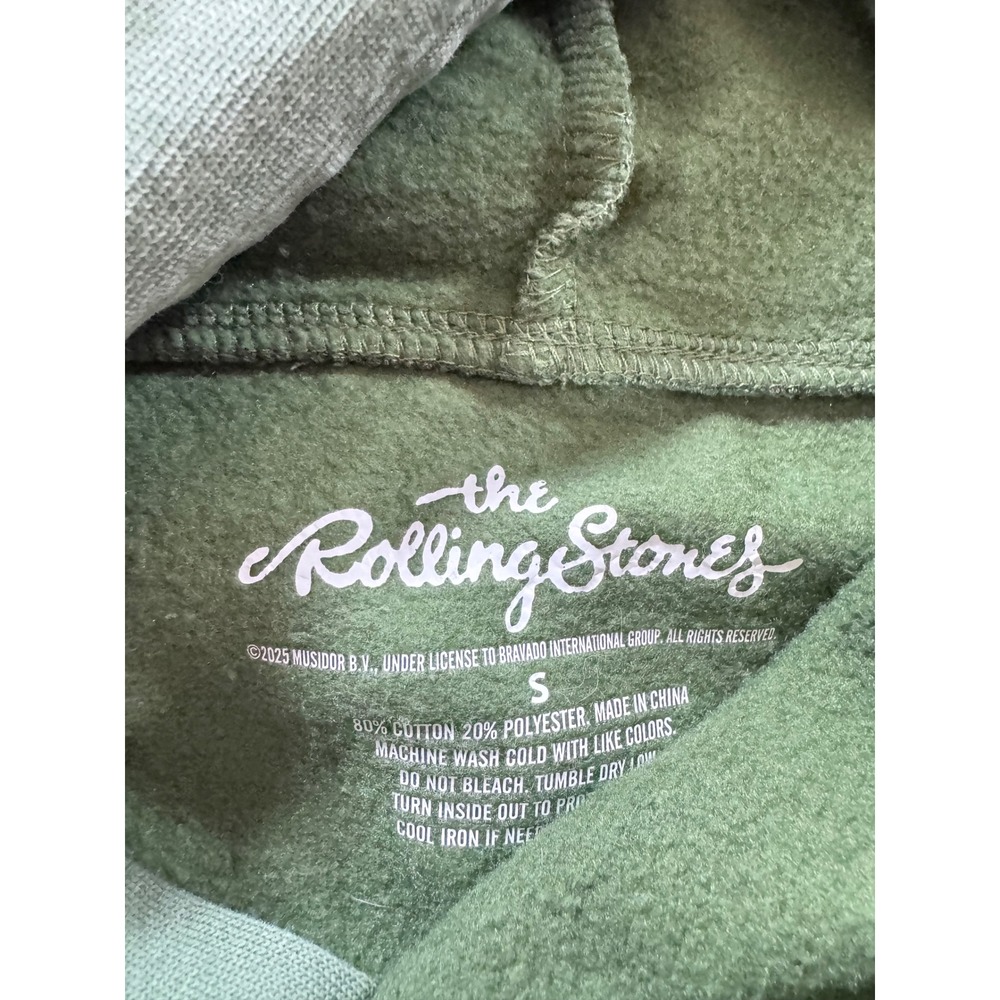 Rolling Stones Multi Patch Hoodie Green Mens Small Rock Band Pullover Fleece - Picture 6 of 9